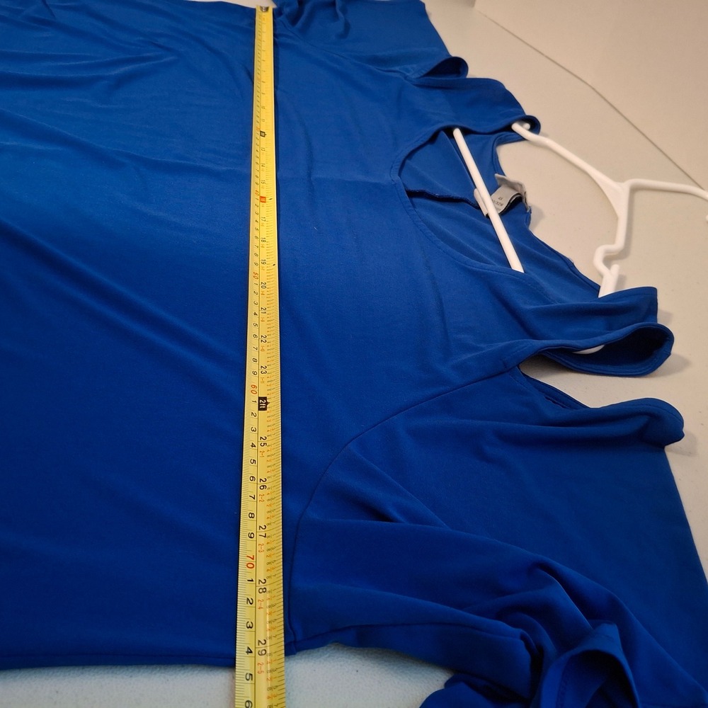 Catherines Cold Shoulder Top Blue Plus Size 4X Polyester‎ Spandex - Picture 5 of 7